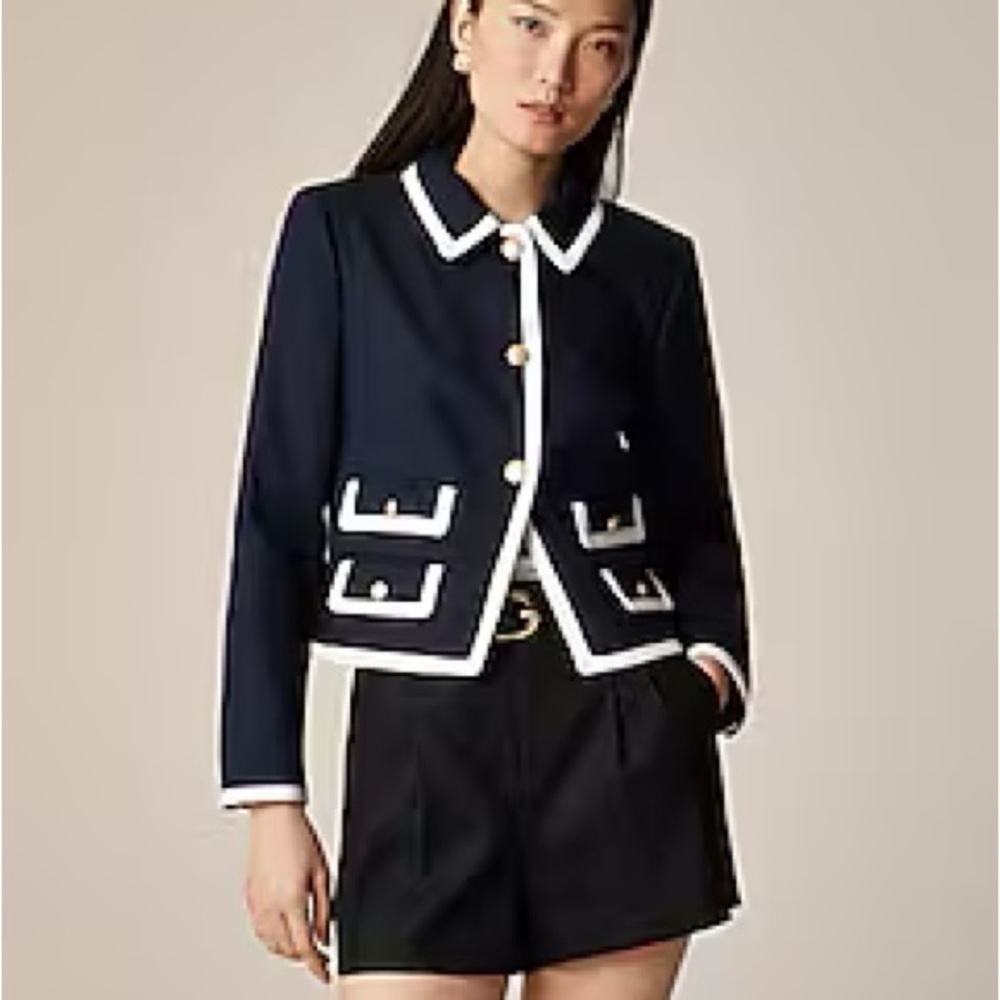 J. Crew Blue and White Blazer Structured Professional Style